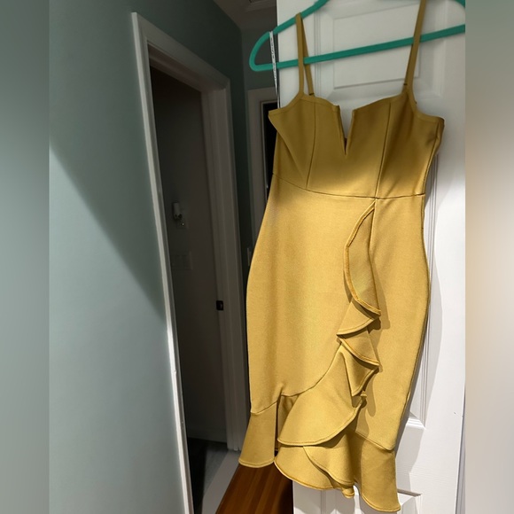 Miss Circle yellow mustard bondage dress size large with adjustable straps - Picture 8 of 8